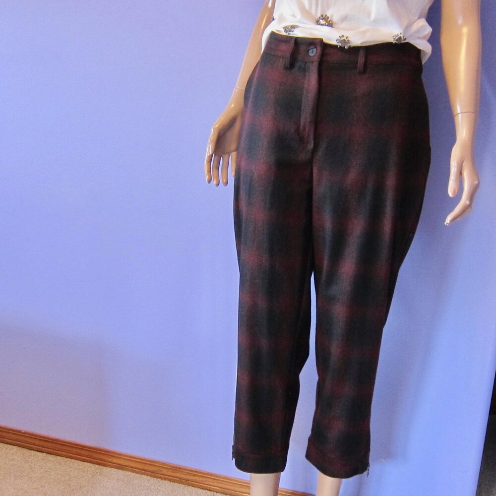 SARAH PACINI WOOL MUTED PLAID CROPPED PANTS NWT $450  GORGEOUS